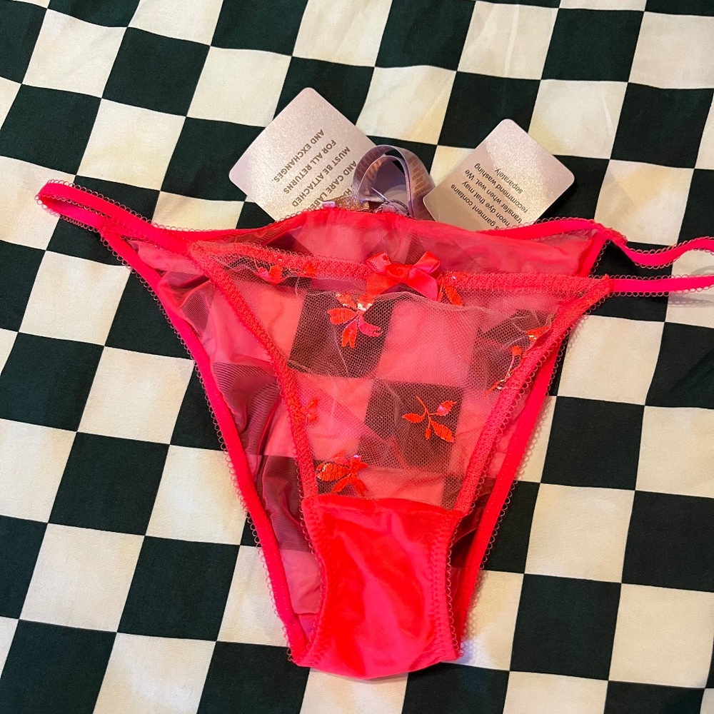 Fenty Foiled Sprigs embroided string bikini